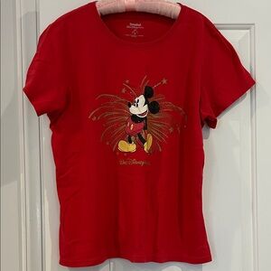 Disney Women’s Red Mickey Mouse Fireworks T-Shirt